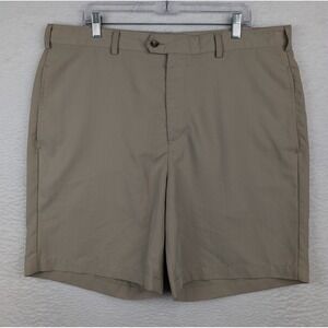 Donald Ross Thistle Stretch Tan Stripe Performance Chino Golf Shorts Men's 40